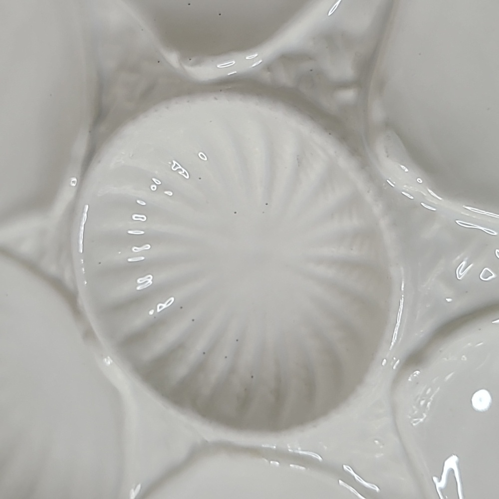 Vintage California Pottery #610 60's 70's Stoneware Clam Shell Plate Dish White - Picture 4 of 16